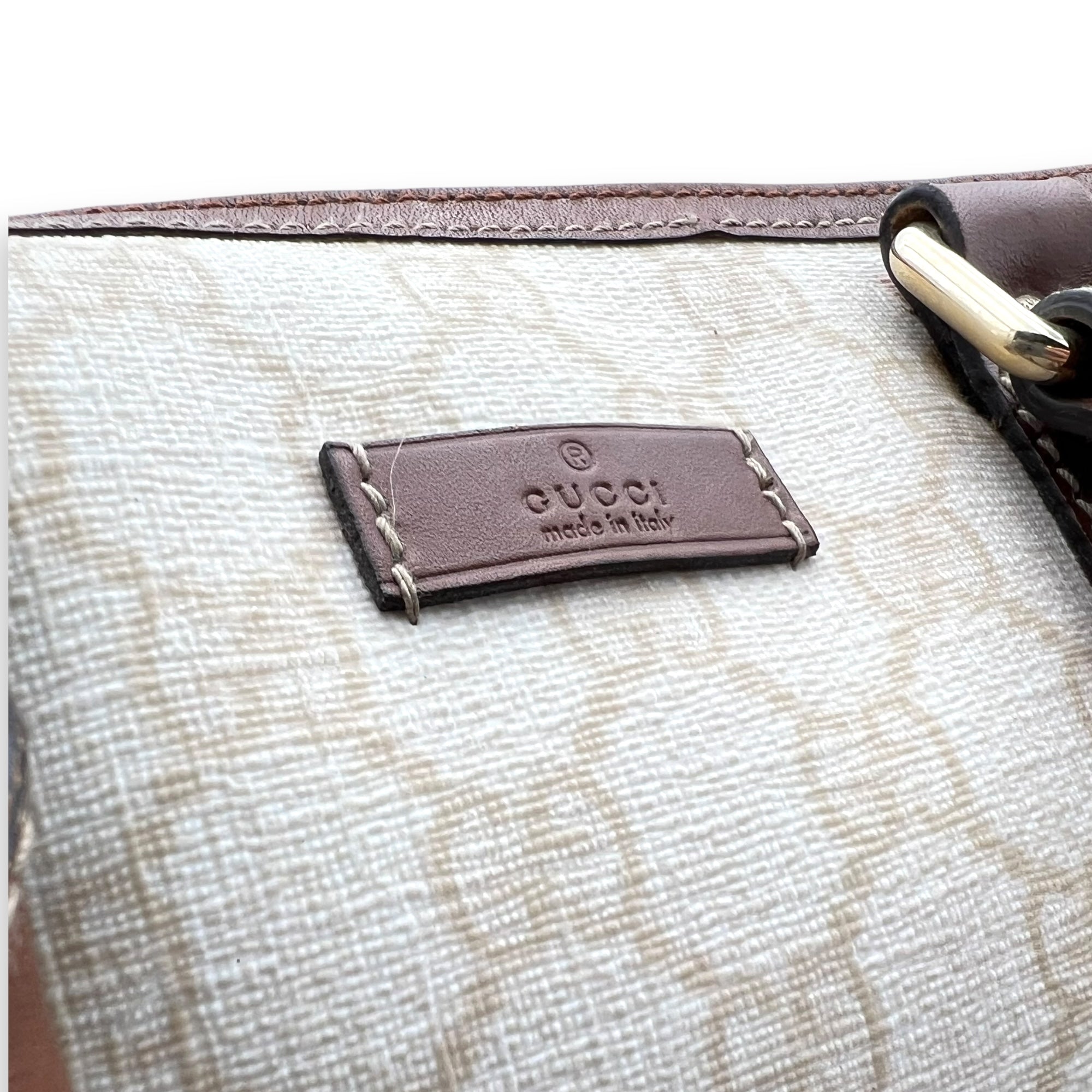 Gucci GG Top Handle Bag White in Coated Canvas_9