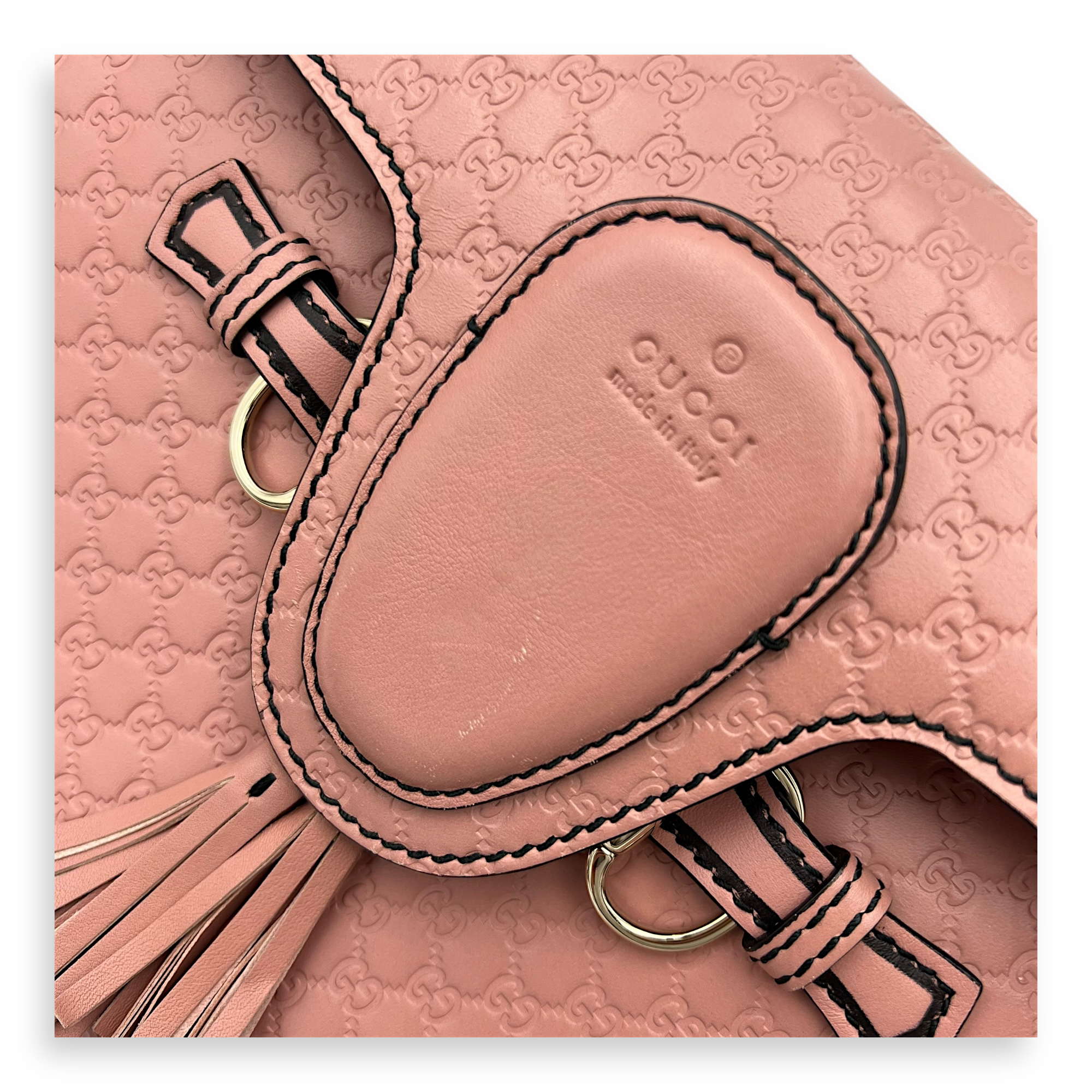 Gucci Guccissima Shoulder Bag Pink in Calfskin, Gold hardware_12