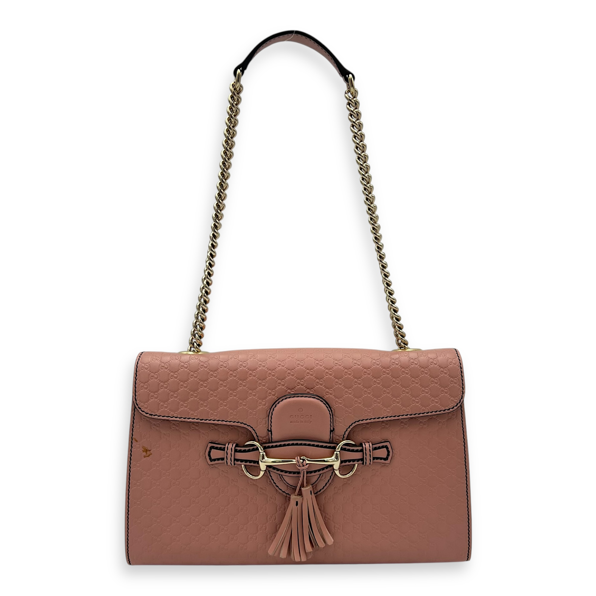 Gucci Guccissima Shoulder Bag Pink in Calfskin, Gold hardware_6