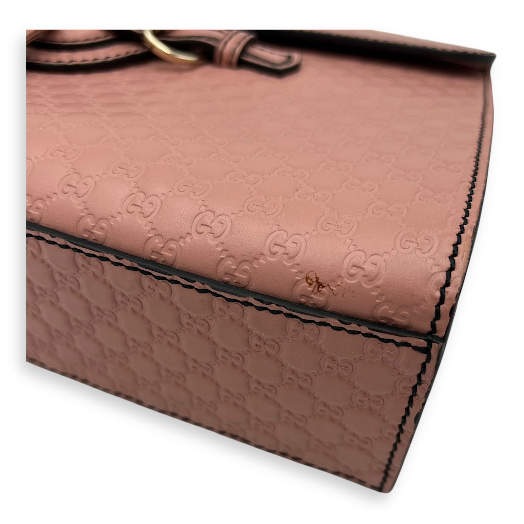 Gucci Guccissima Shoulder Bag Pink in Calfskin, Gold hardware_8