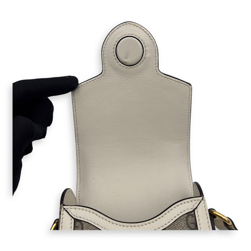 Gucci Horsebit 1955 Brown Crossbody Bag in Monogram Coated Canvas, Gold hardware_18