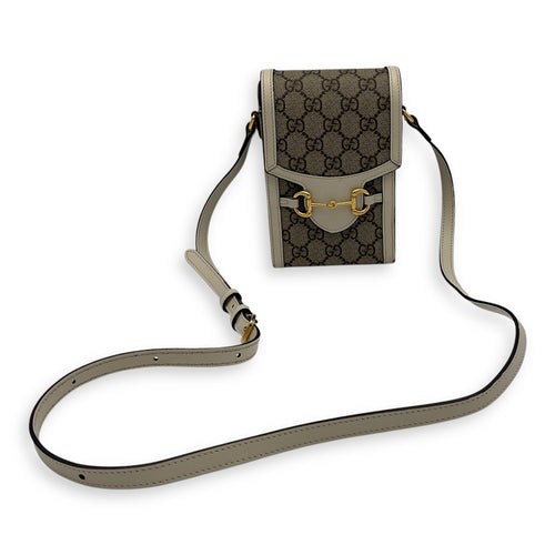Gucci Horsebit 1955 Brown Crossbody Bag in Monogram Coated Canvas, Gold hardware_22