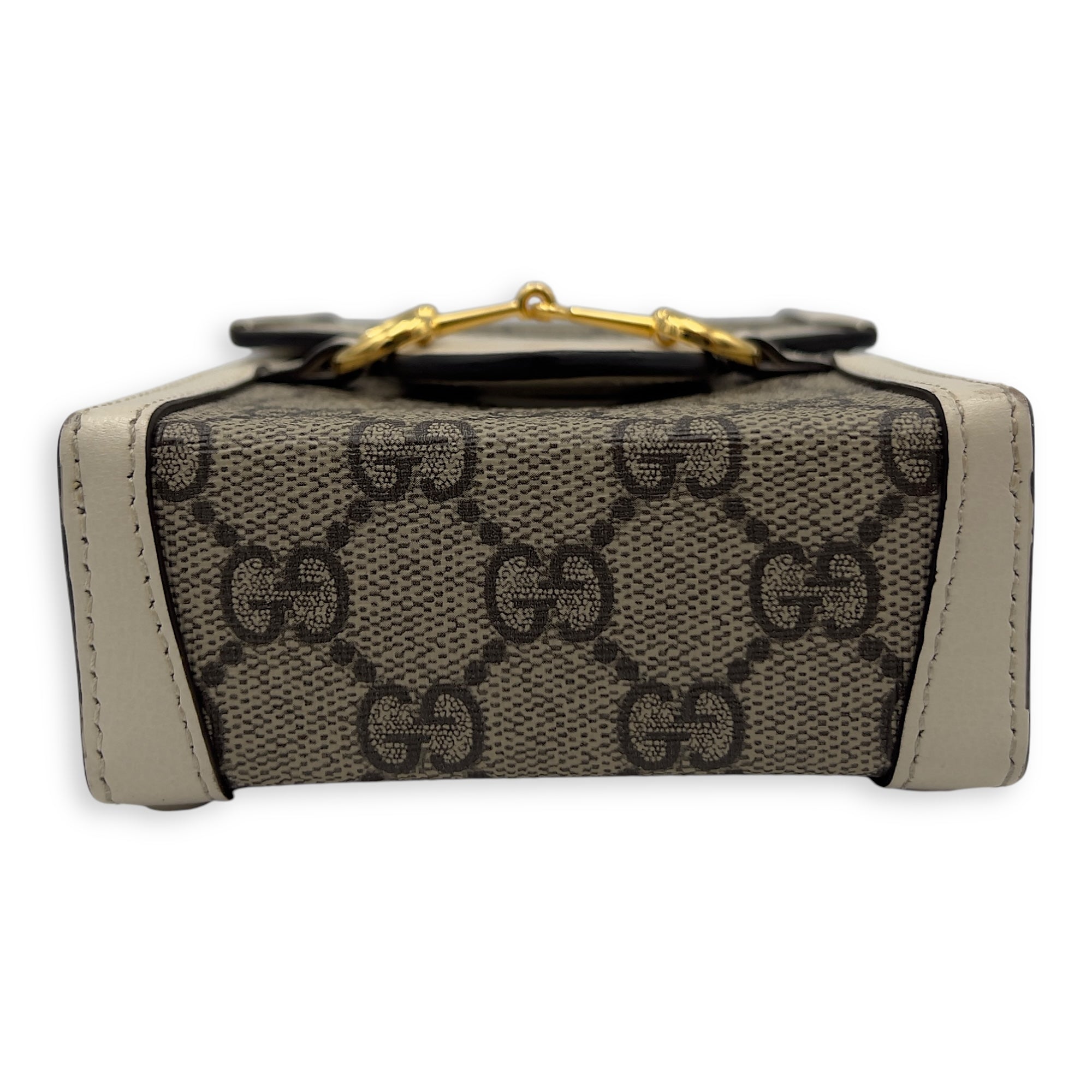 Gucci Horsebit 1955 Brown Crossbody Bag in Monogram Coated Canvas, Gold hardware_5