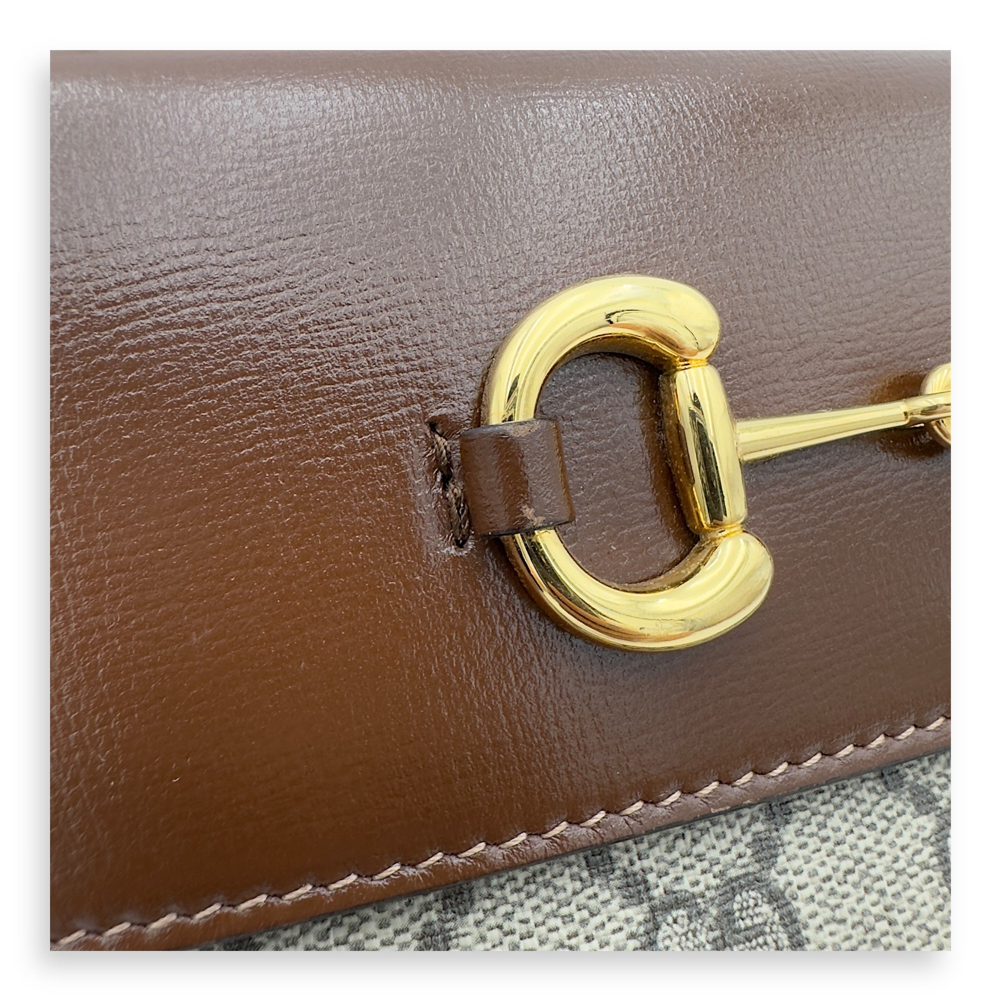 Gucci Horsebit 1955 Crossbody Bag Grey in Coated Canvas, Gold hardware_10