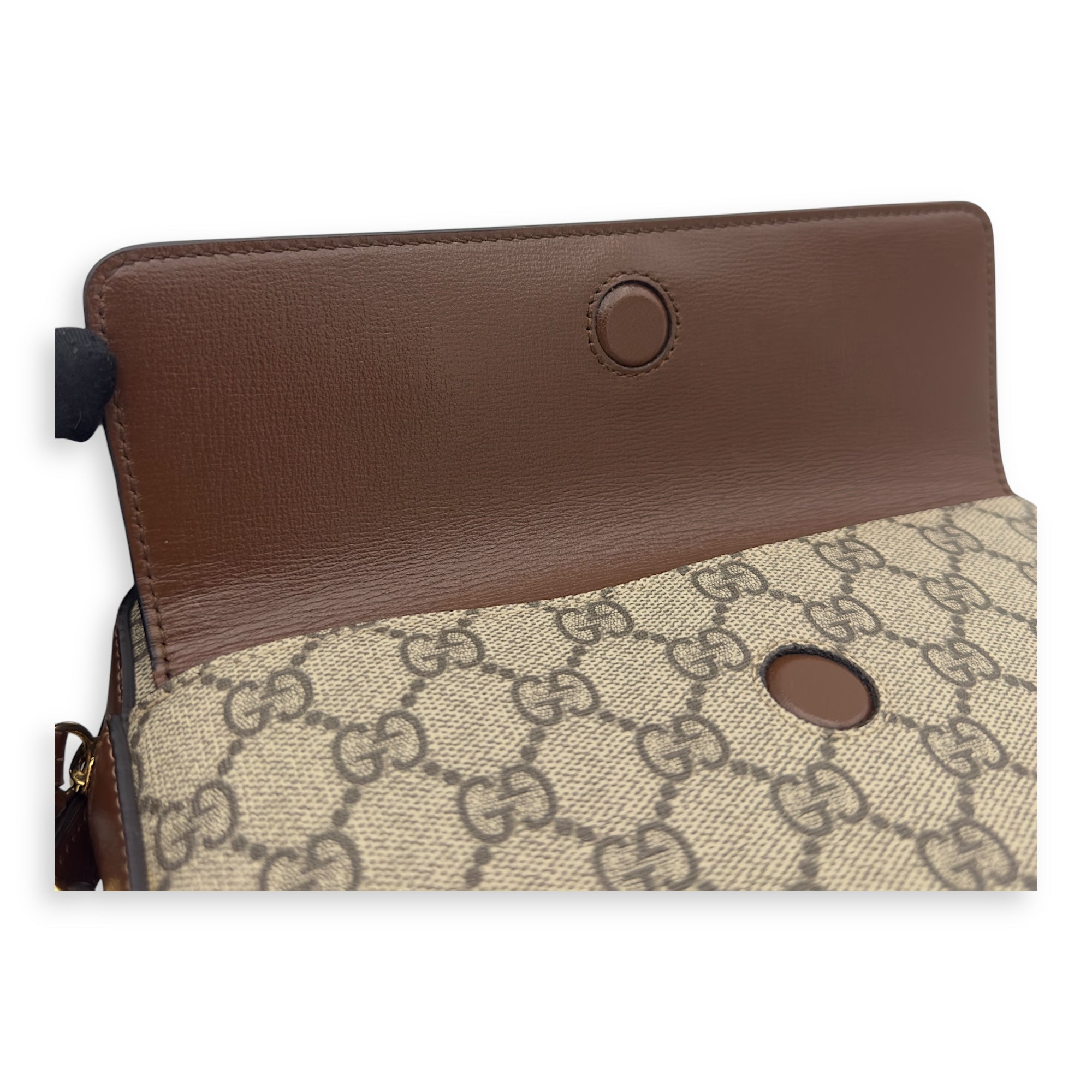 Gucci Horsebit 1955 Crossbody Bag Grey in Coated Canvas, Gold hardware_19