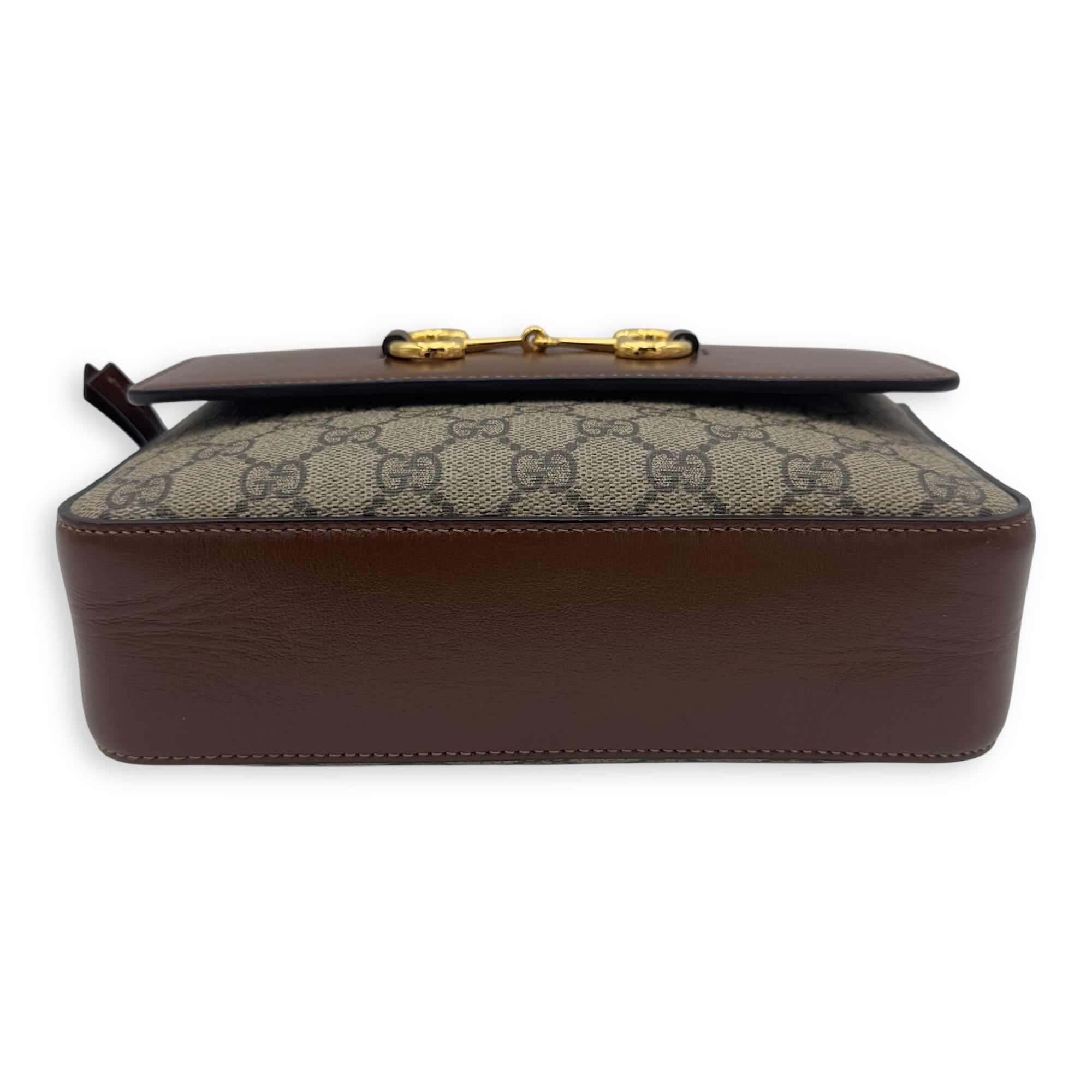 Gucci Horsebit 1955 Crossbody Bag Grey in Coated Canvas, Gold hardware_5