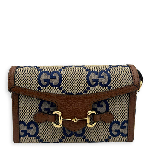 Gucci Limited Edition Horsebit 1955 Brown Crossbody Bag in Canvas, Gold hardware_1
