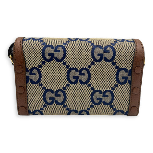 Gucci Limited Edition Horsebit 1955 Brown Crossbody Bag in Canvas, Gold hardware_2
