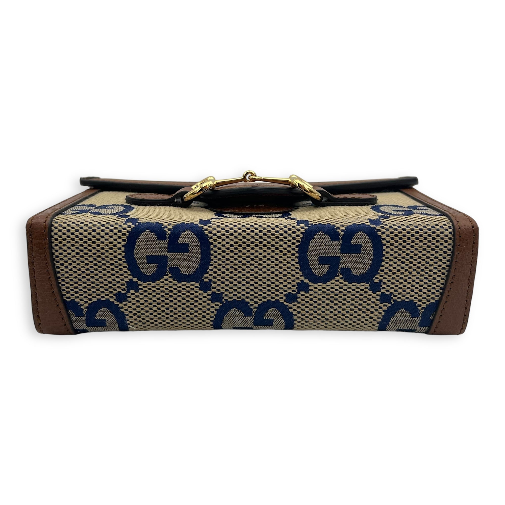 Gucci Limited Edition Horsebit 1955 Brown Crossbody Bag in Canvas, Gold hardware_5