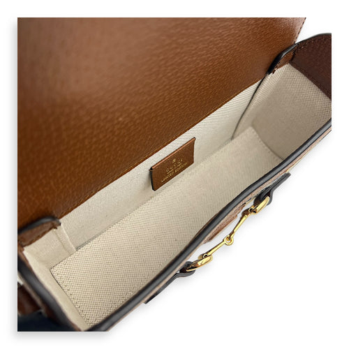 Gucci Limited Edition Horsebit 1955 Brown Crossbody Bag in Canvas, Gold hardware_6