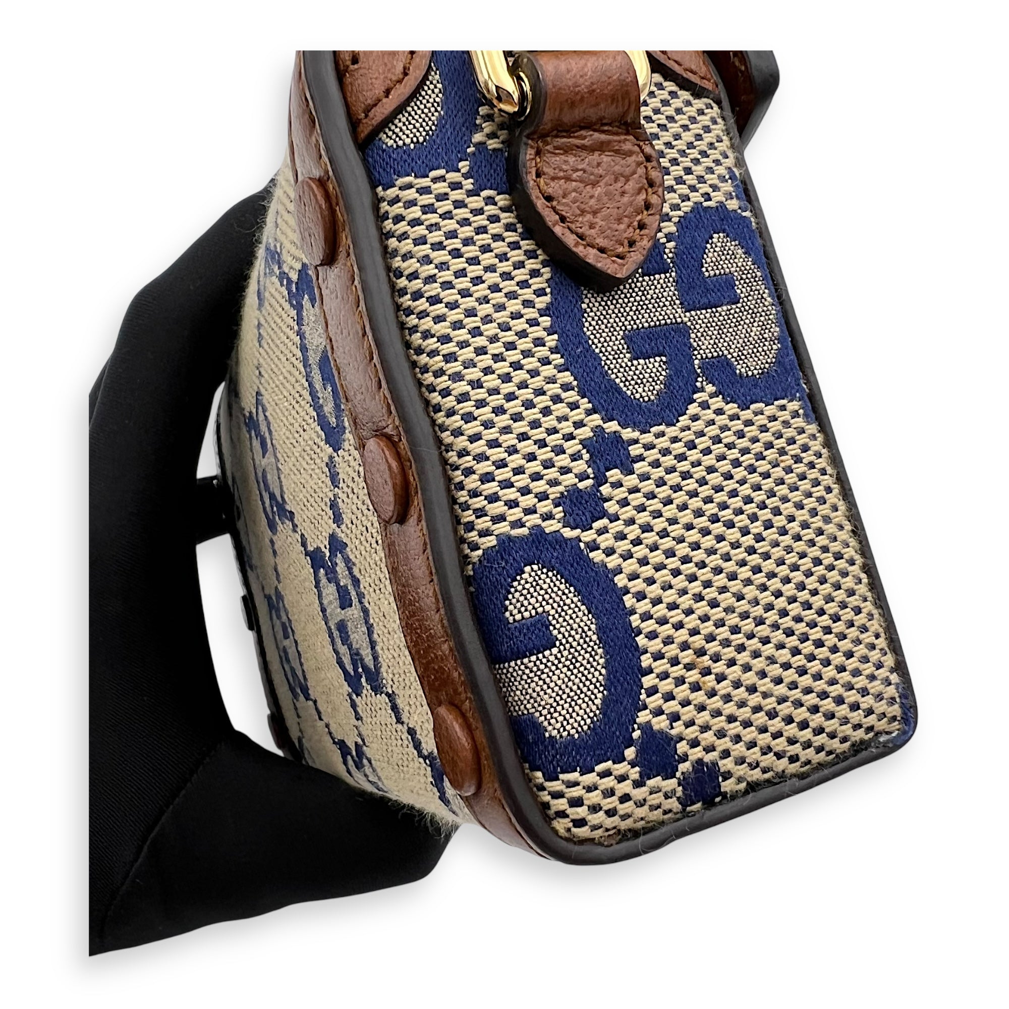 Gucci Limited Edition Horsebit 1955 Brown Crossbody Bag in Canvas, Gold hardware_7
