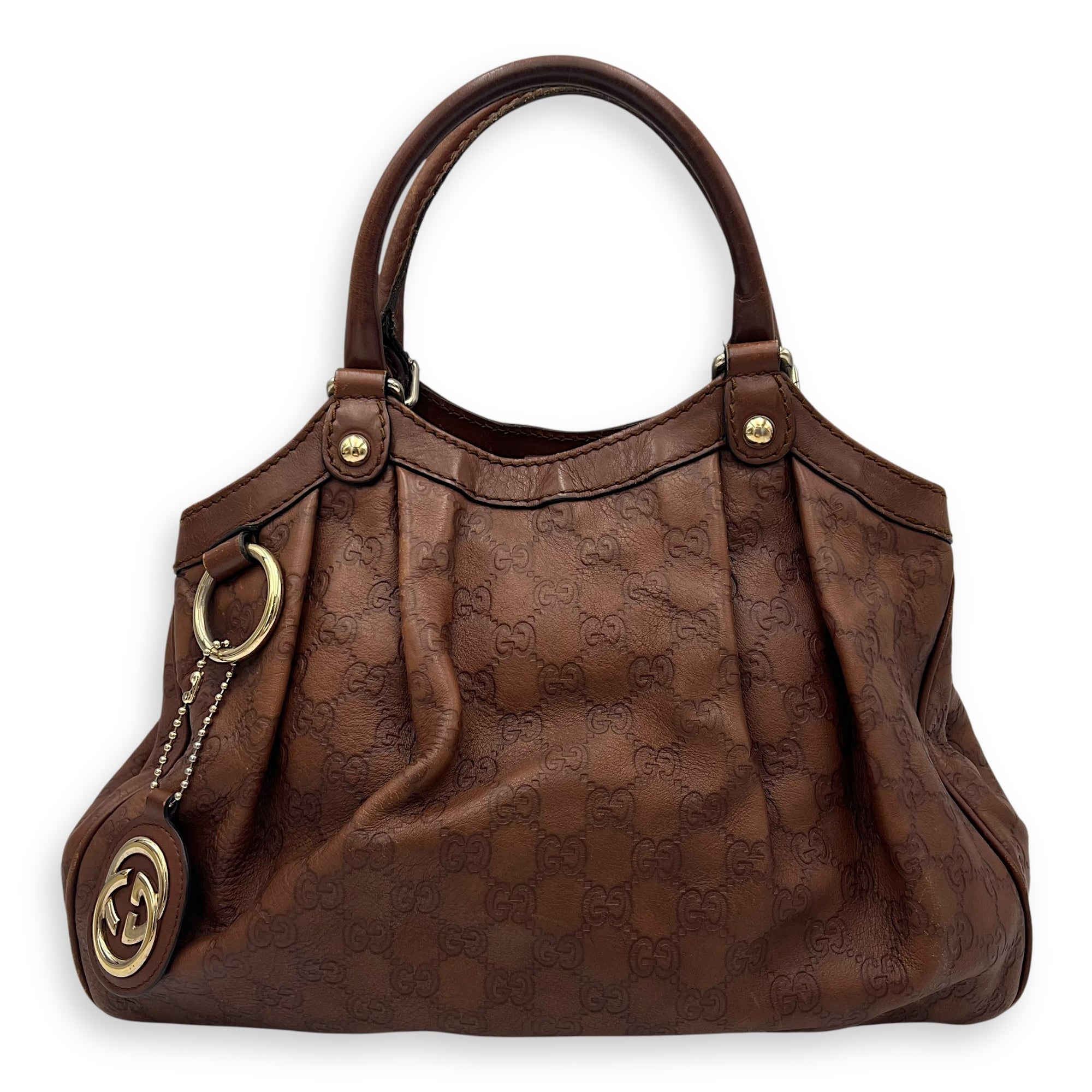 Gucci Shukey Shoulder Bag Brown in Calfskin, Gold hardware_1