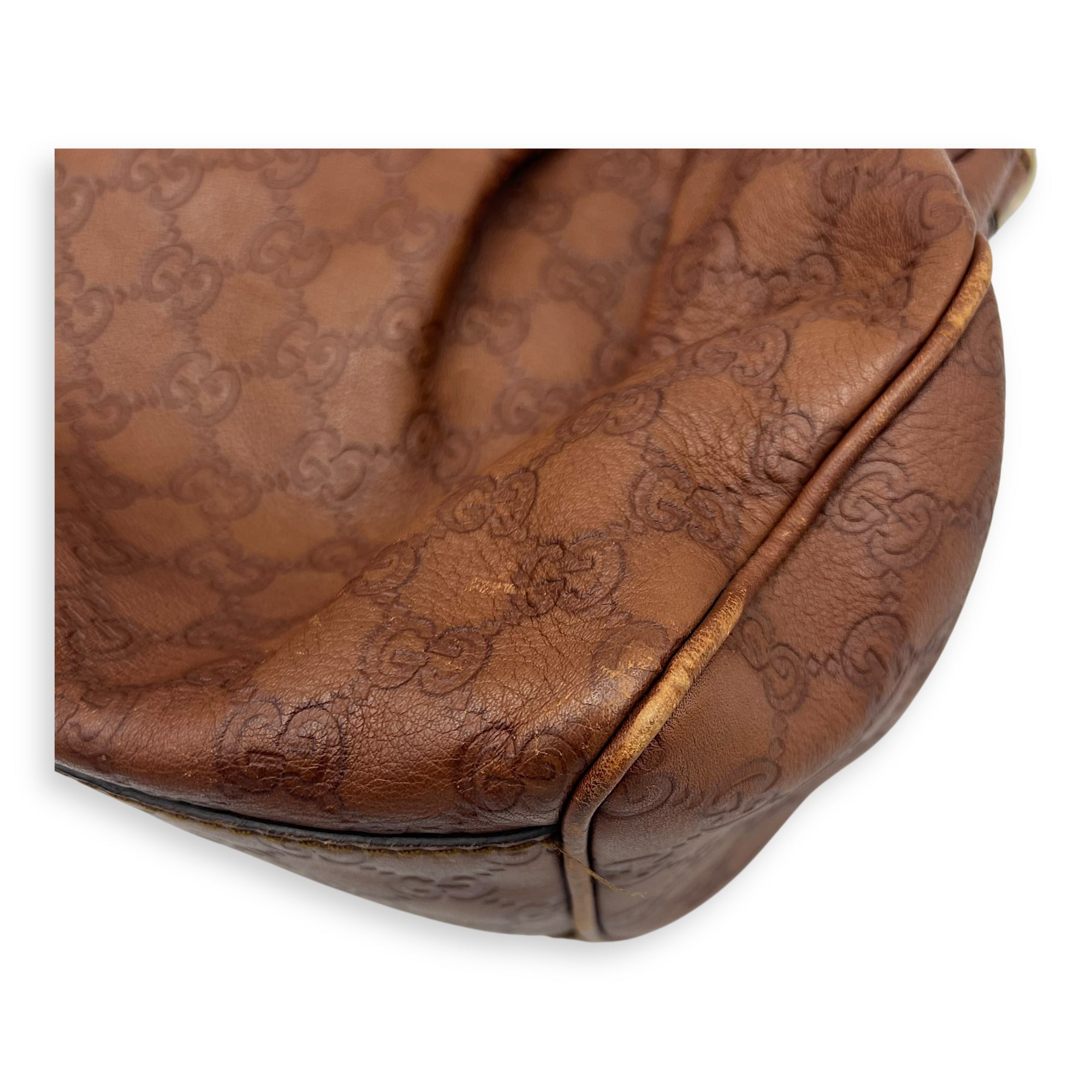 Gucci Shukey Shoulder Bag Brown in Calfskin, Gold hardware_11