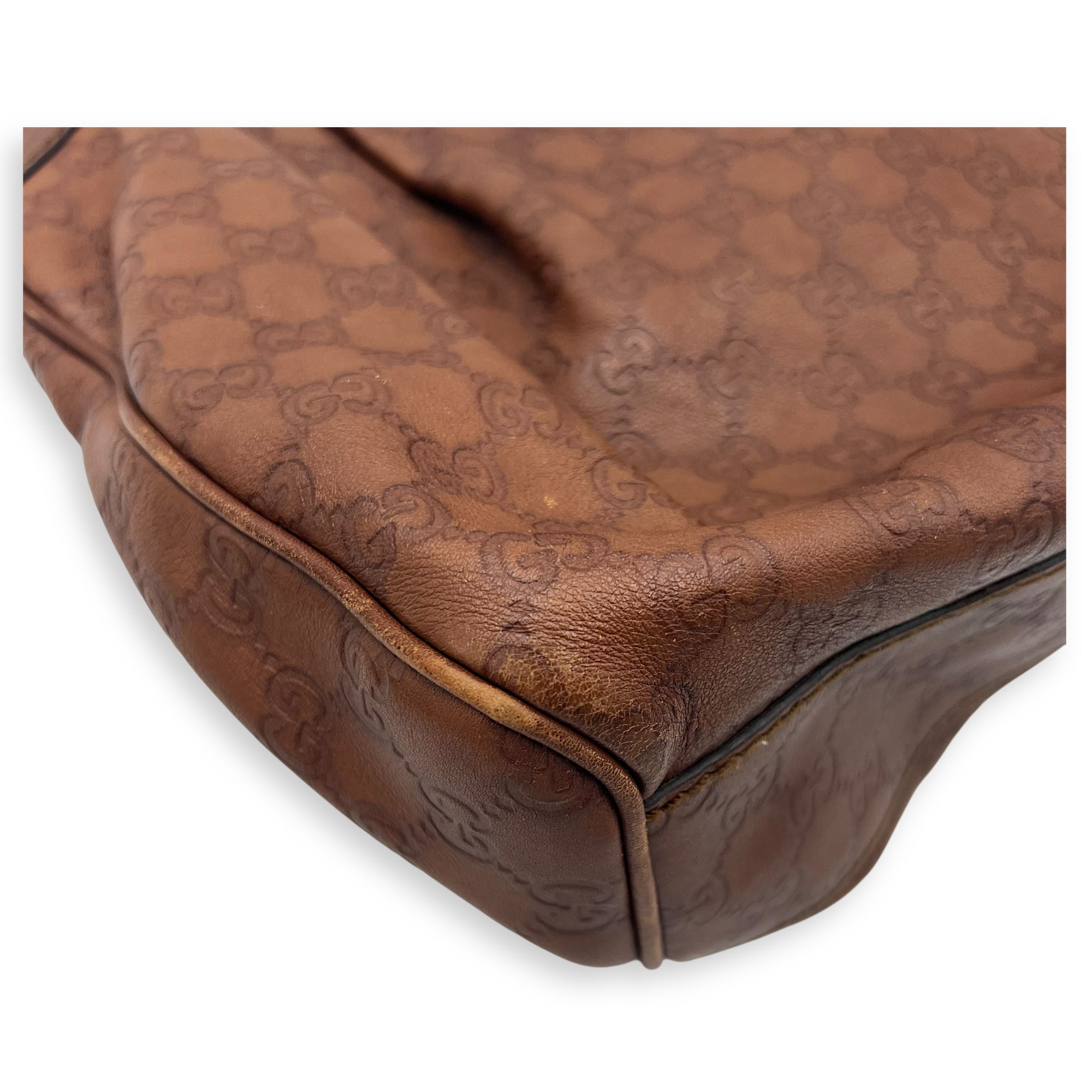 Gucci Shukey Shoulder Bag Brown in Calfskin, Gold hardware_12