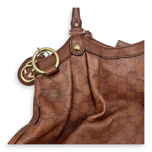 Gucci Shukey Shoulder Bag Brown in Calfskin, Gold hardware_15