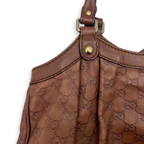 Gucci Shukey Shoulder Bag Brown in Calfskin, Gold hardware_20