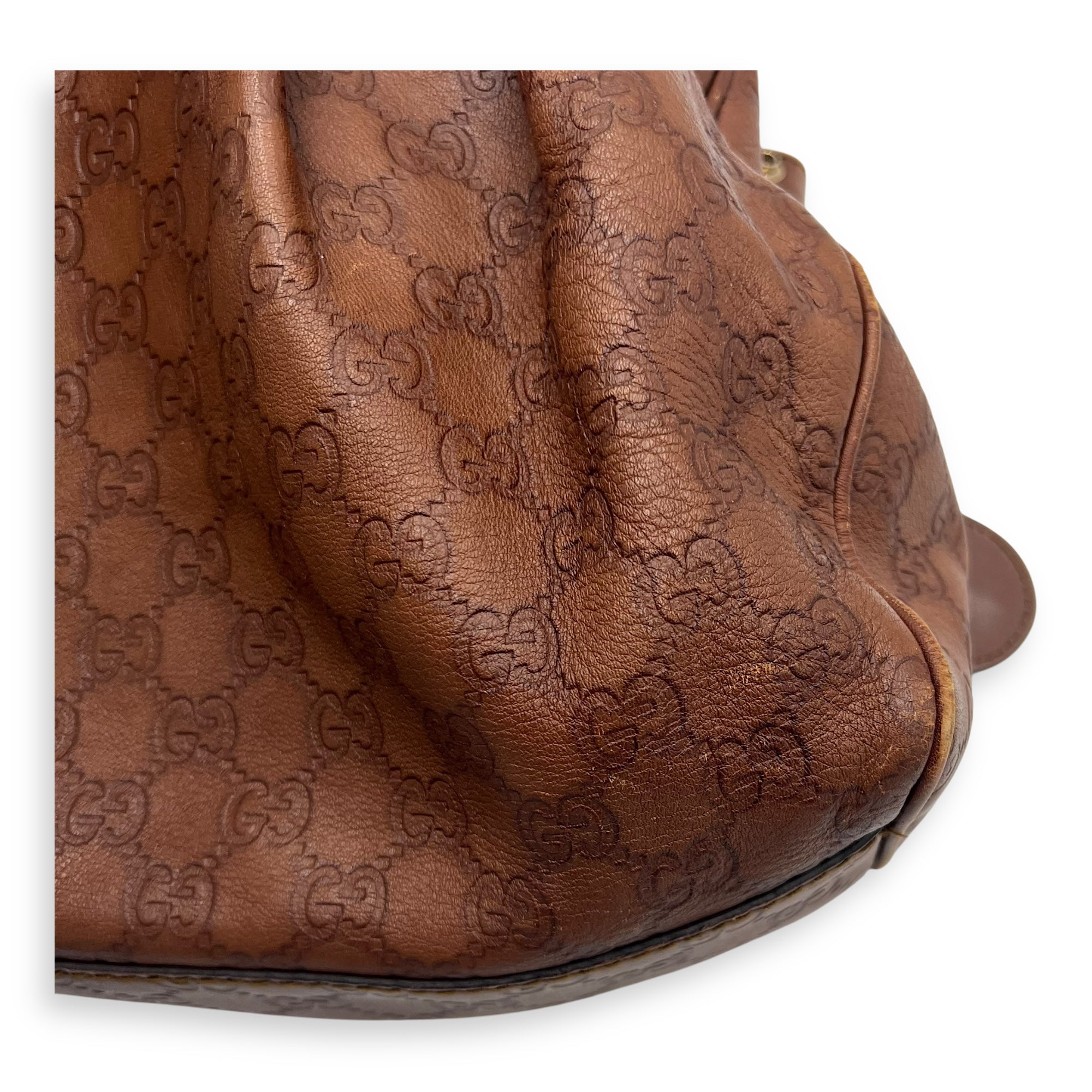 Gucci Shukey Shoulder Bag Brown in Calfskin, Gold hardware_26