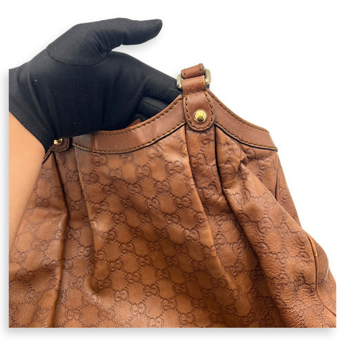 Gucci Shukey Shoulder Bag Brown in Calfskin, Gold hardware_27