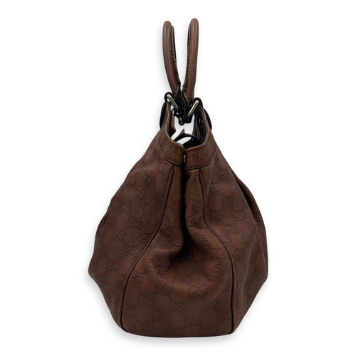Gucci Shukey Shoulder Bag Brown in Calfskin, Gold hardware_3