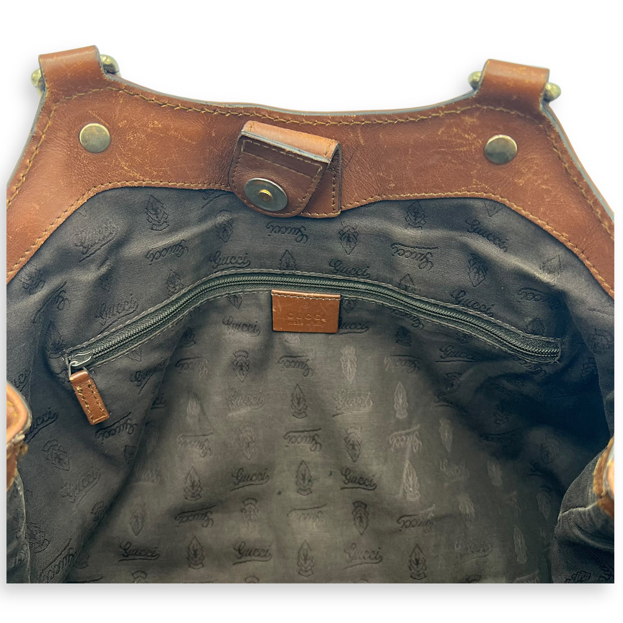 Gucci Shukey Shoulder Bag Brown in Calfskin, Gold hardware_7