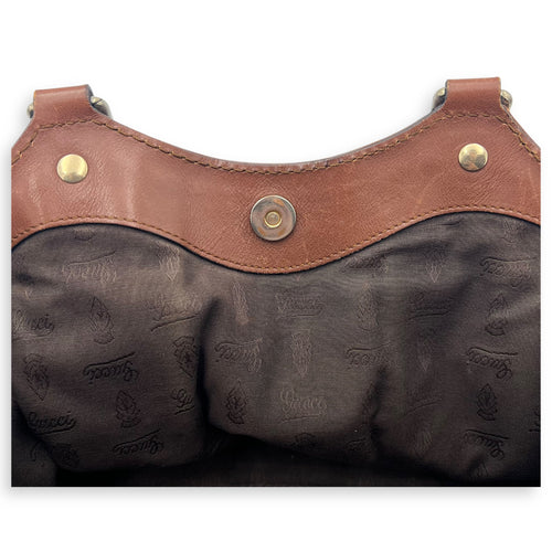 Gucci Shukey Shoulder Bag Brown in Calfskin, Gold hardware_8