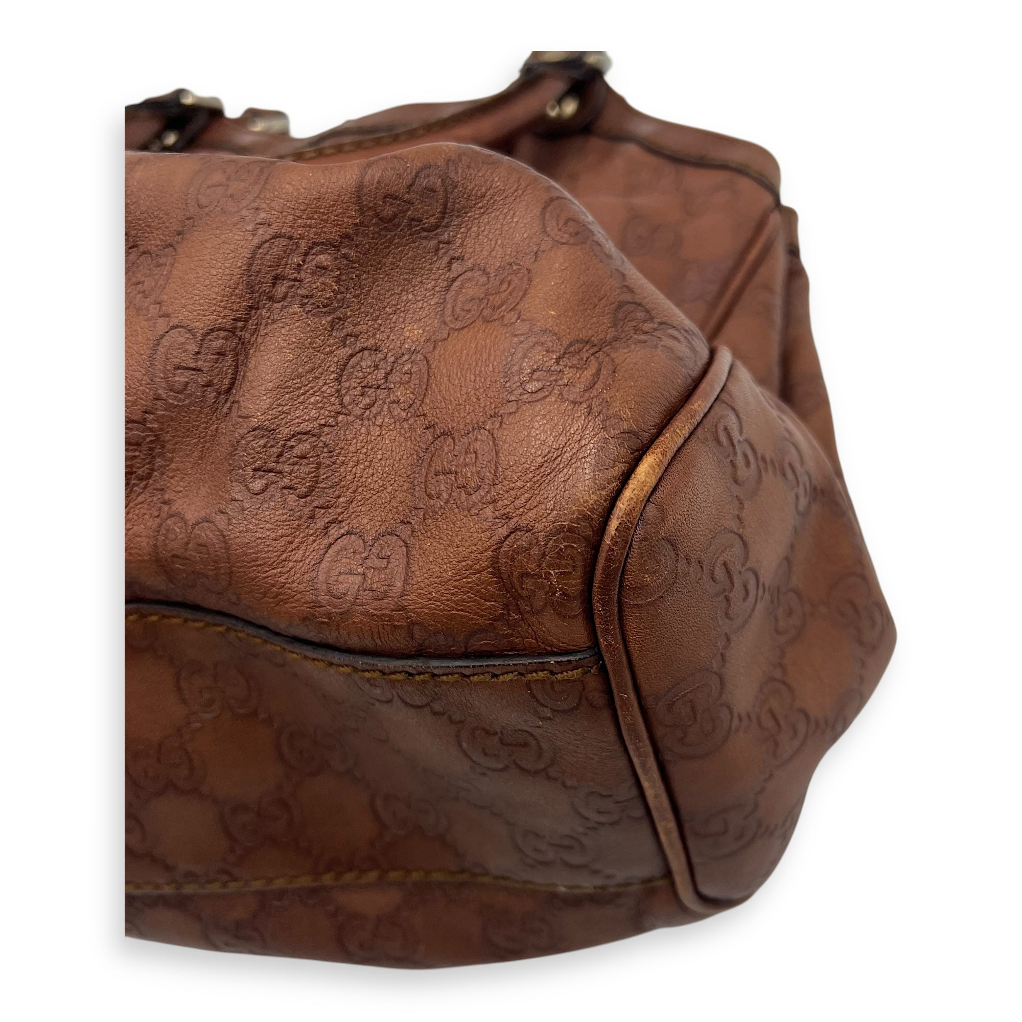 Gucci Shukey Shoulder Bag Brown in Calfskin, Gold hardware_9