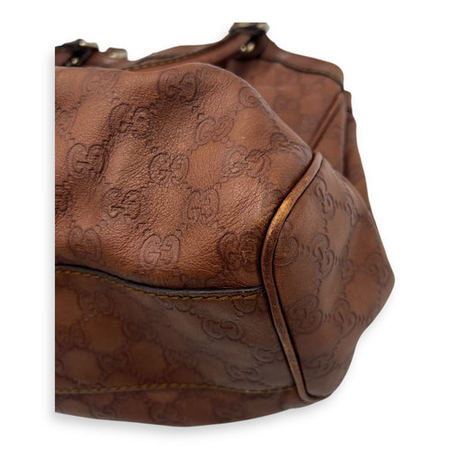 Gucci Shukey Shoulder Bag Brown in Calfskin, Gold hardware_9