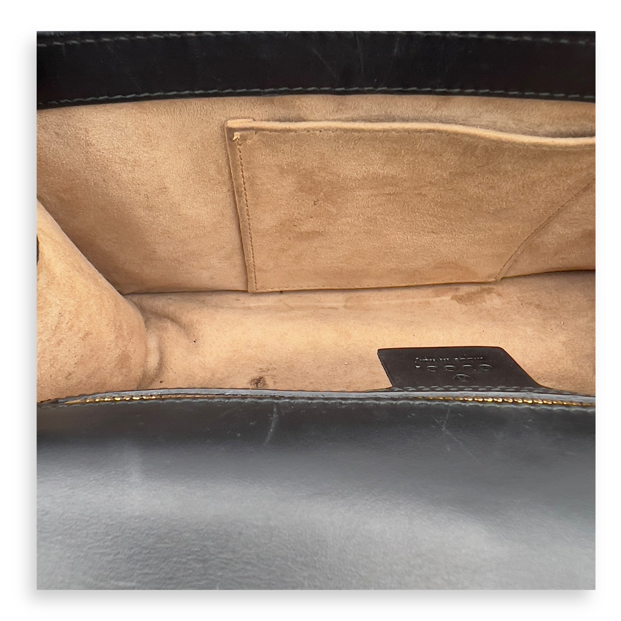 Gucci Sylvie Shoulder Bag Black in Calfskin, Gold hardware_11