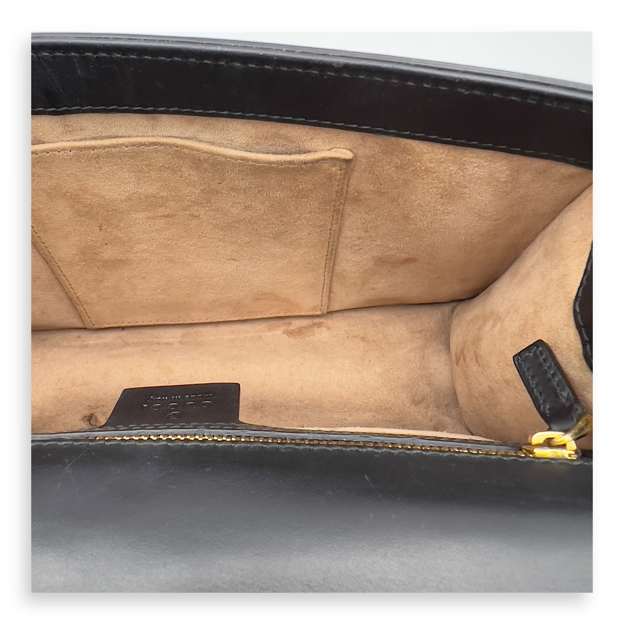 Gucci Sylvie Shoulder Bag Black in Calfskin, Gold hardware_12