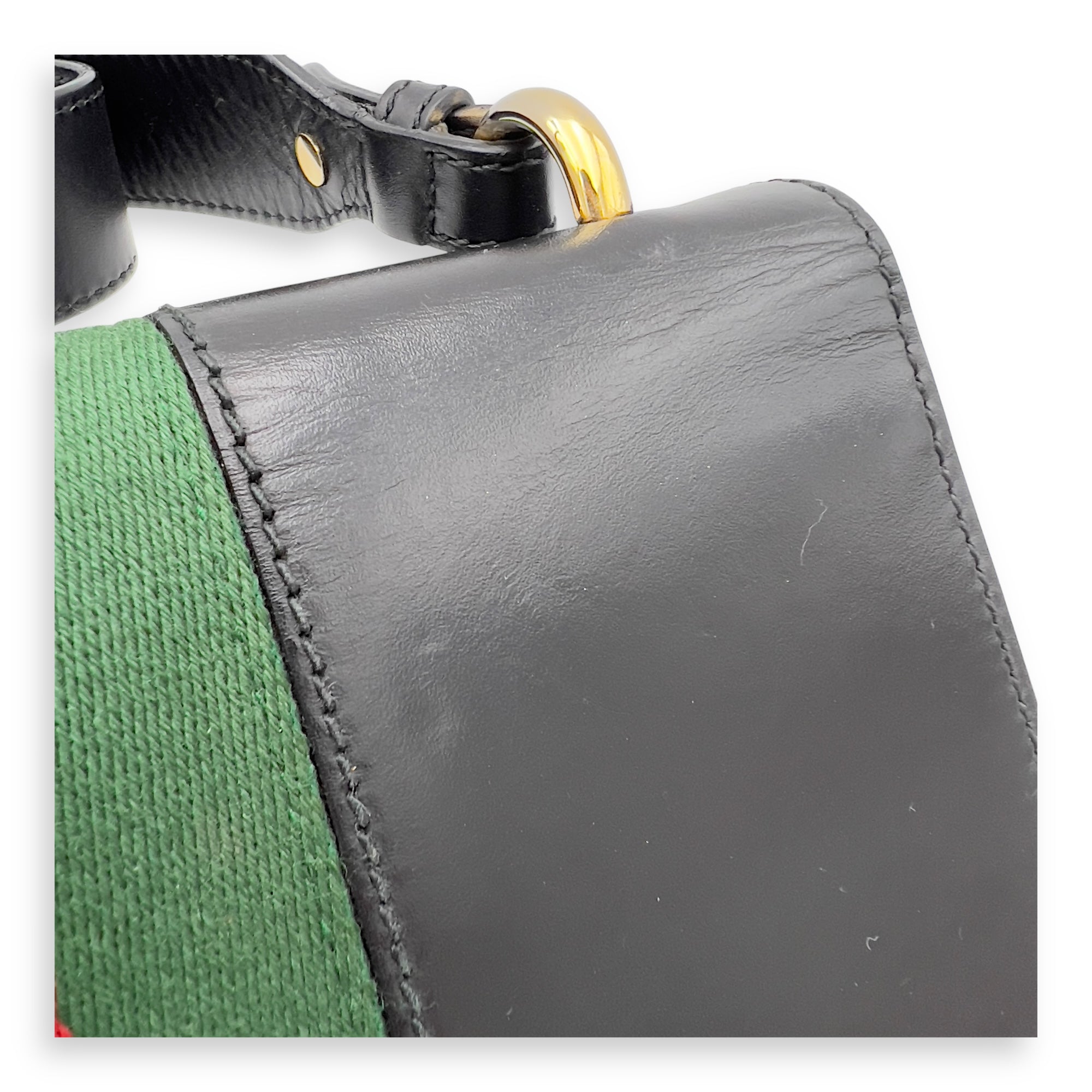 Gucci Sylvie Shoulder Bag Black in Calfskin, Gold hardware_21