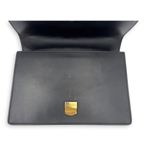 Gucci Sylvie Shoulder Bag Black in Calfskin, Gold hardware_22