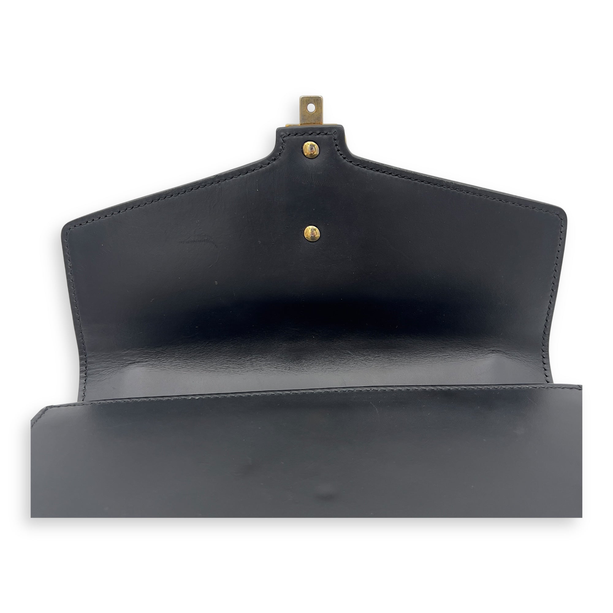 Gucci Sylvie Shoulder Bag Black in Calfskin, Gold hardware_23