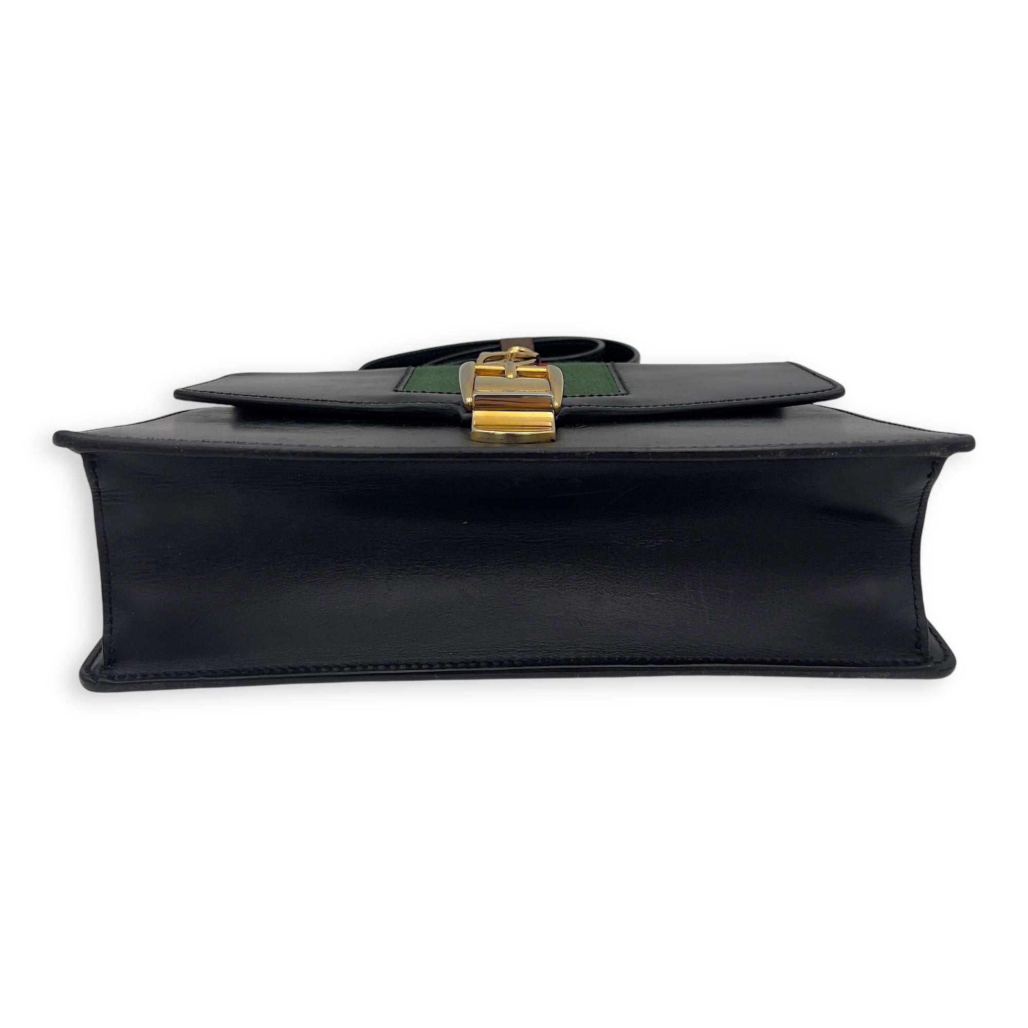 Gucci Sylvie Shoulder Bag Black in Calfskin, Gold hardware_5