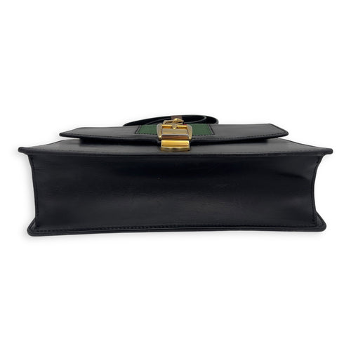 Gucci Sylvie Shoulder Bag Black in Calfskin, Gold hardware_5