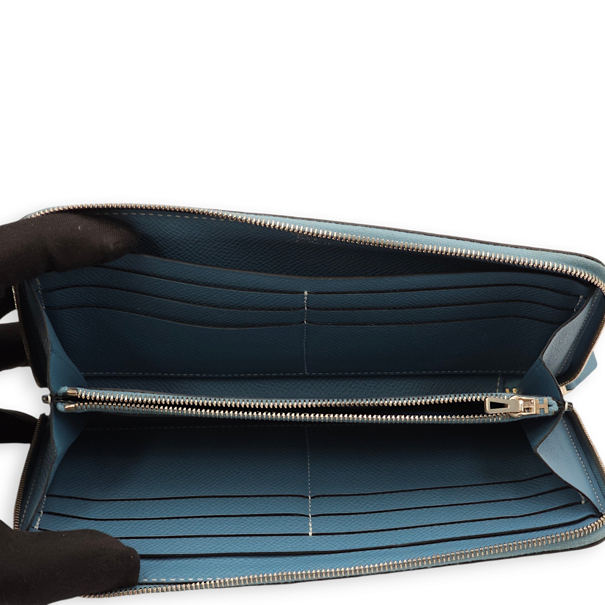 Azap  Blue Jean Wallet in Epsom Palladium hardware LUX4618 7