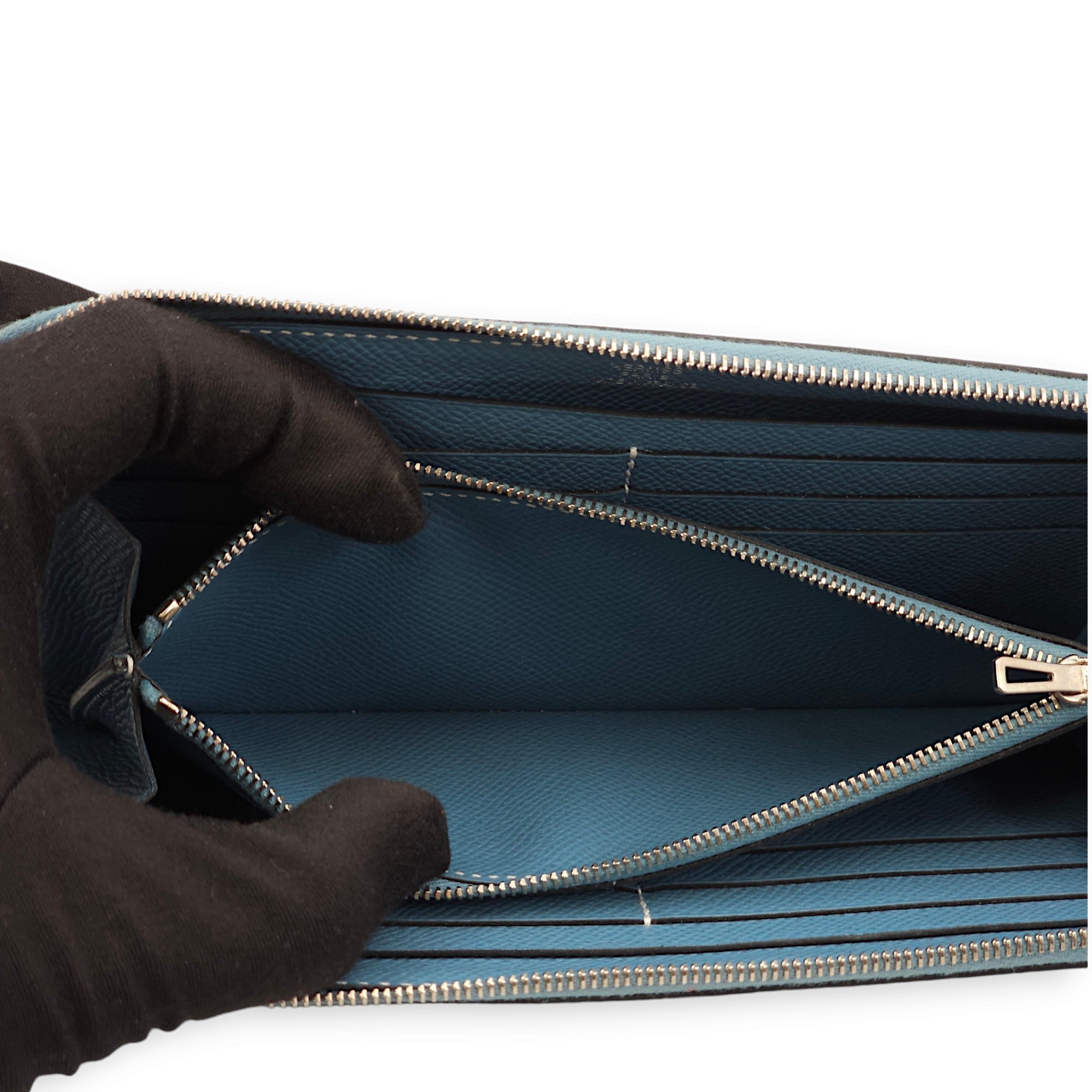 Azap  Blue Jean Wallet in Epsom Palladium hardware LUX4618 8