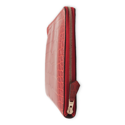Azap TGM Rouge Wallet in Shiny Alligator, Palladium hardware