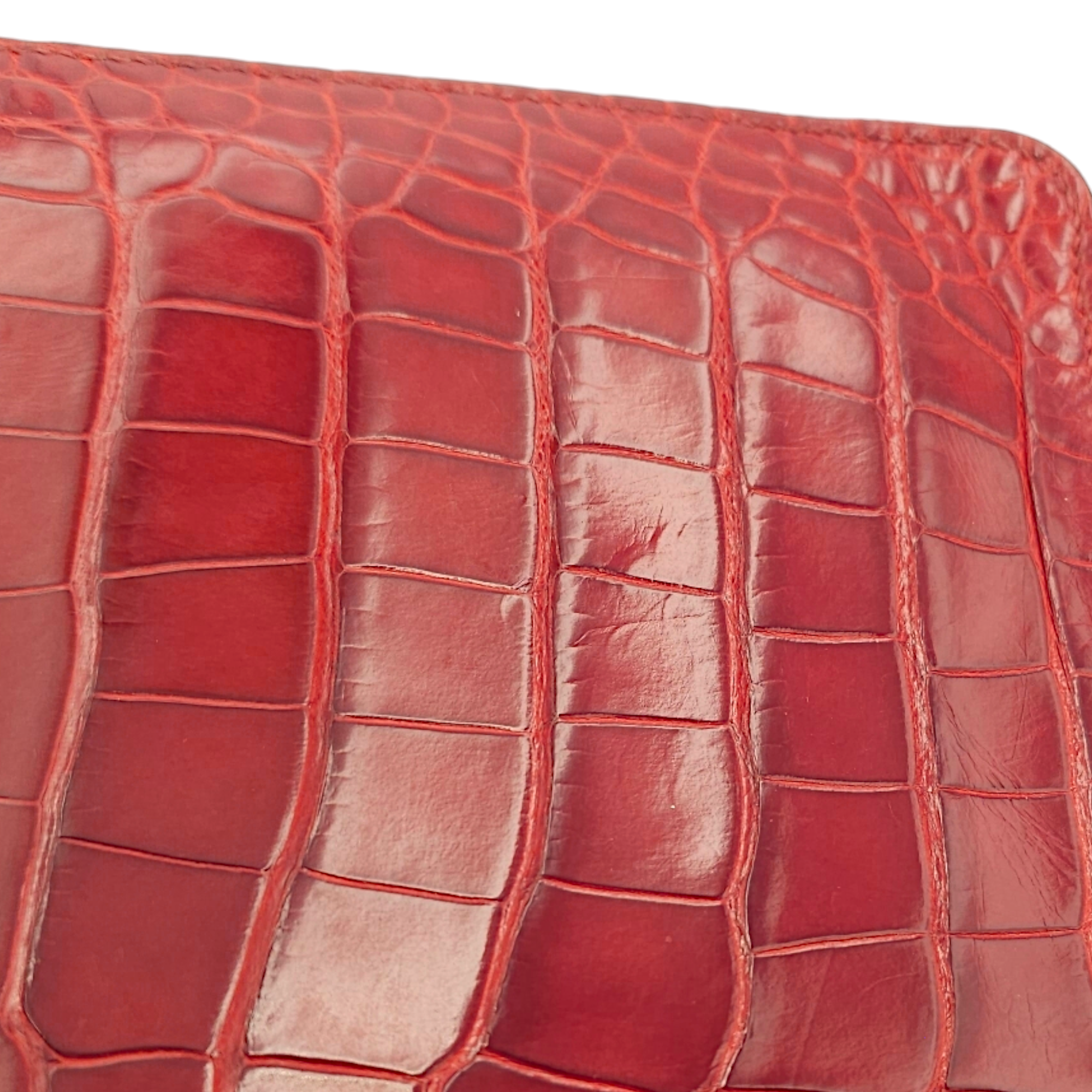 Azap TGM Rouge Wallet in Shiny Alligator, Palladium hardware