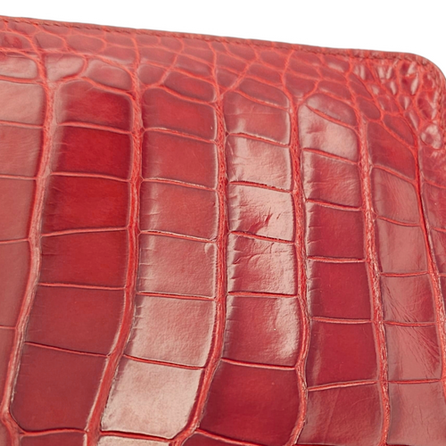 Azap TGM Rouge Wallet in Shiny Alligator, Palladium hardware