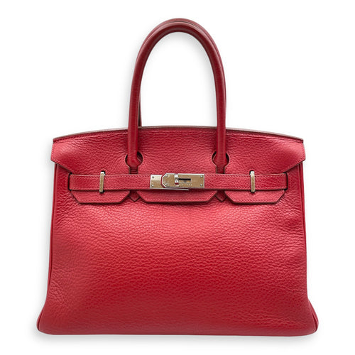 Birkin 30 Rouge Vif in Clemence, Silver hardware