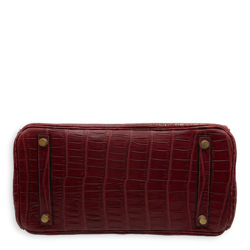 Birkin 30 Rouge in Matte Niloticus, Gold hardware