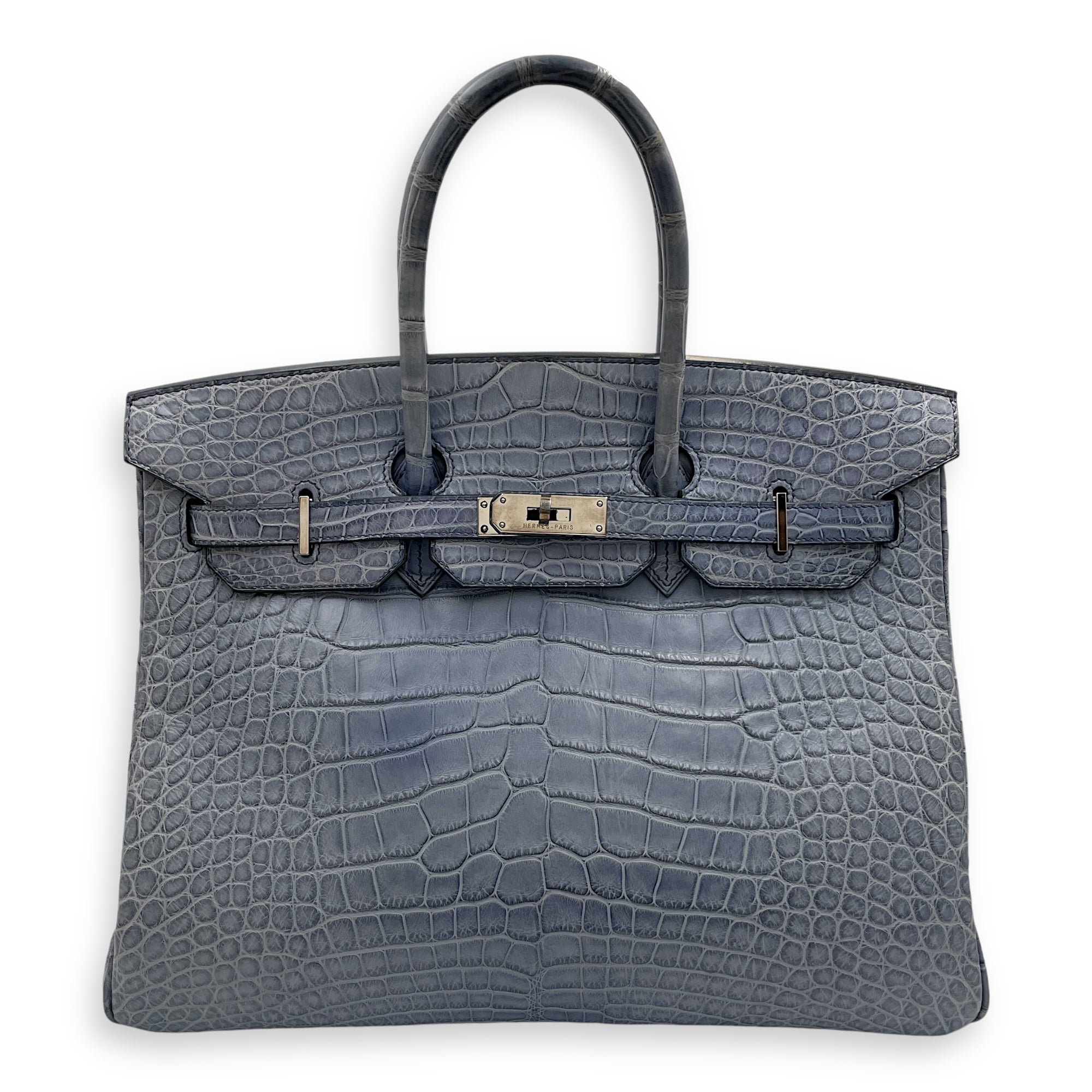 Birkin 35 Blue Brighton in Matte Alligator, Palladium hardware