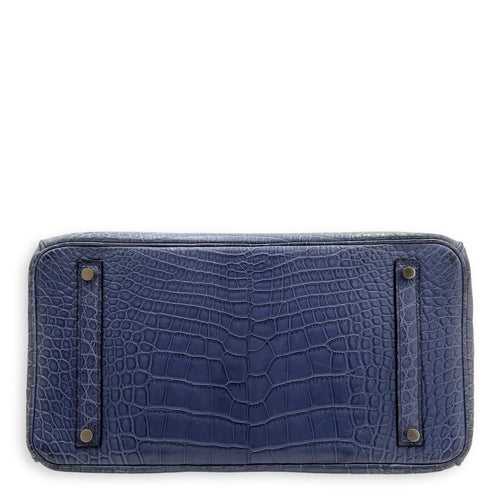 Birkin 35 Blue Brighton in Matte Alligator, Palladium hardware