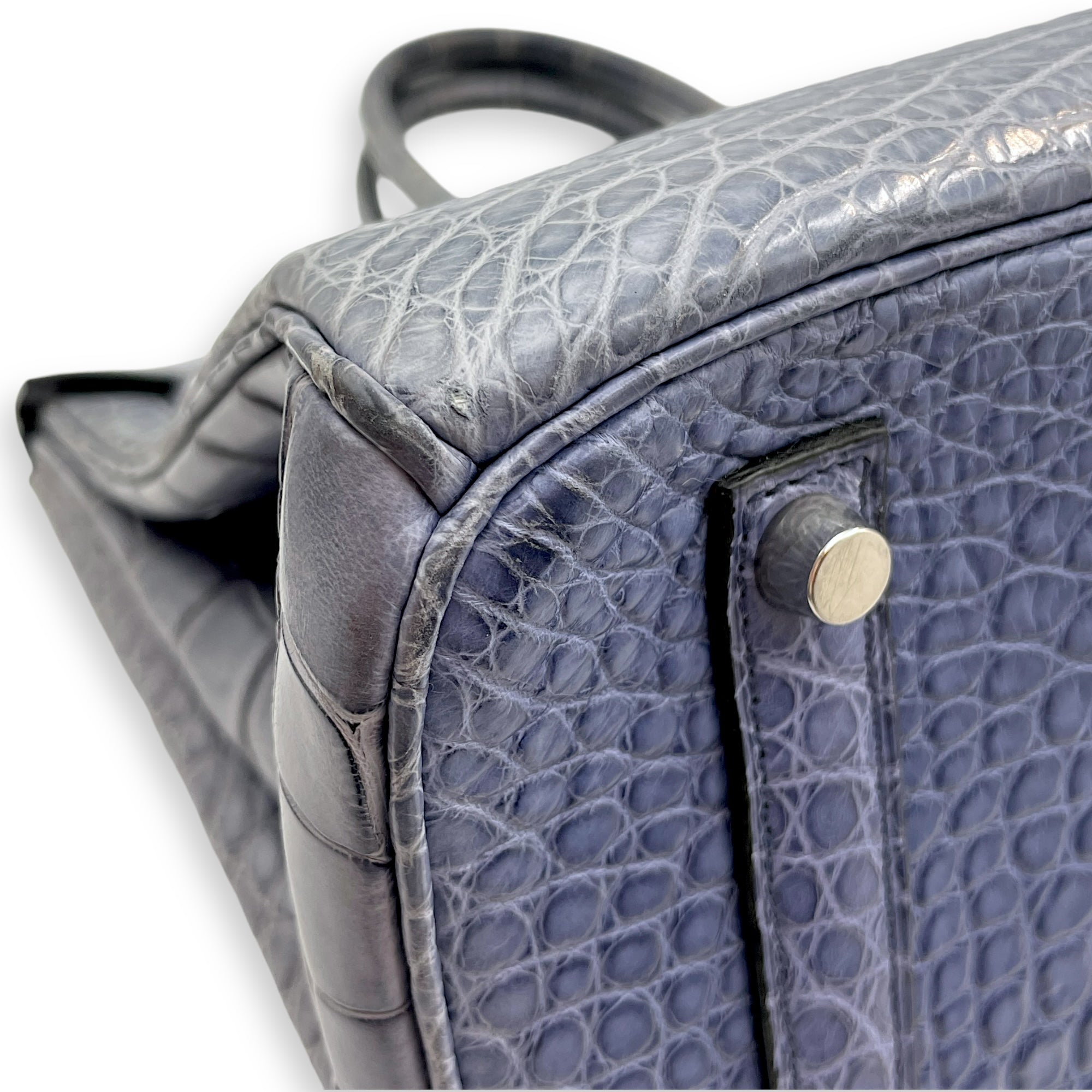 Birkin 35 Blue Brighton in Matte Alligator, Palladium hardware