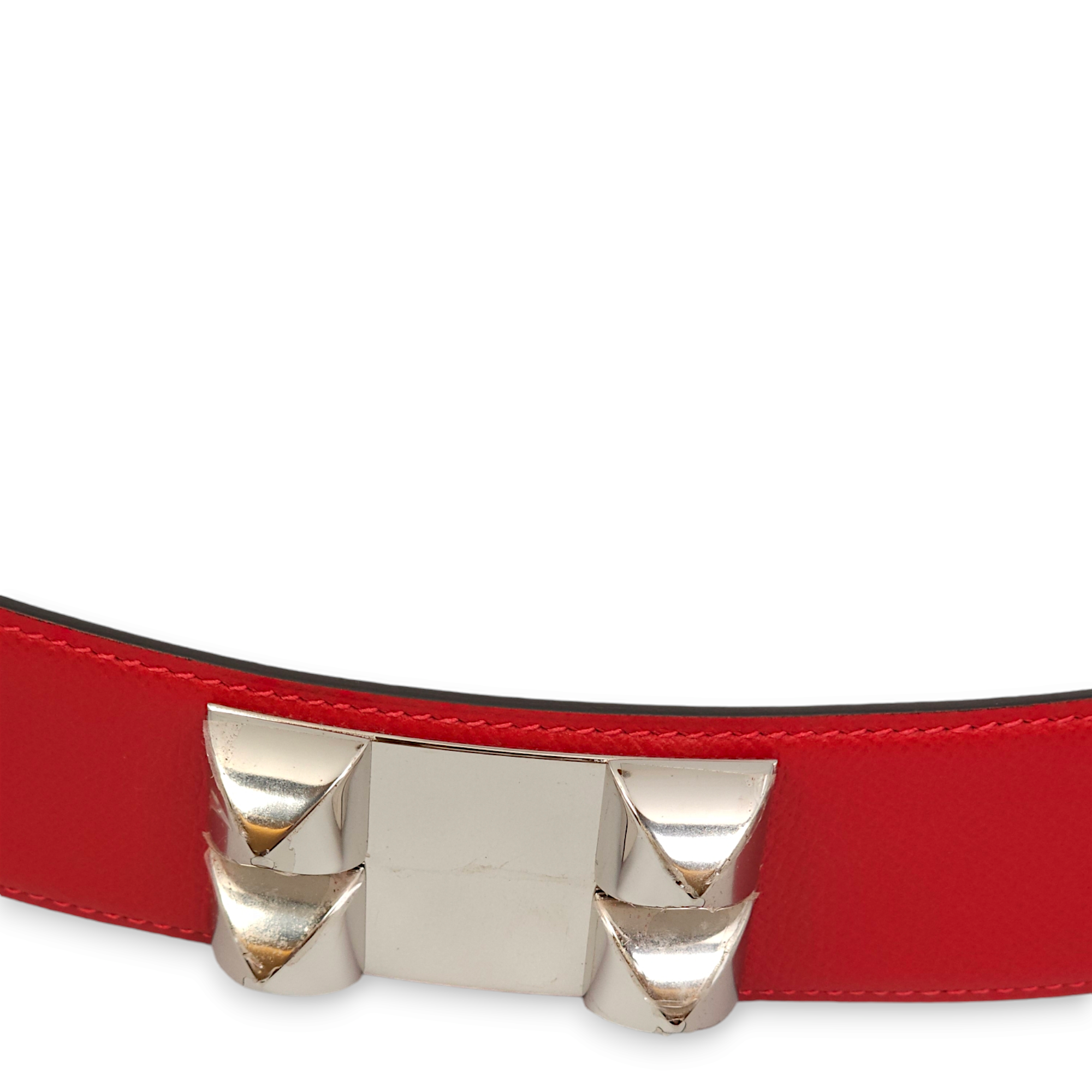 CDC 75cm Rouge Casaque Belt in Epsom, Palladium hardware