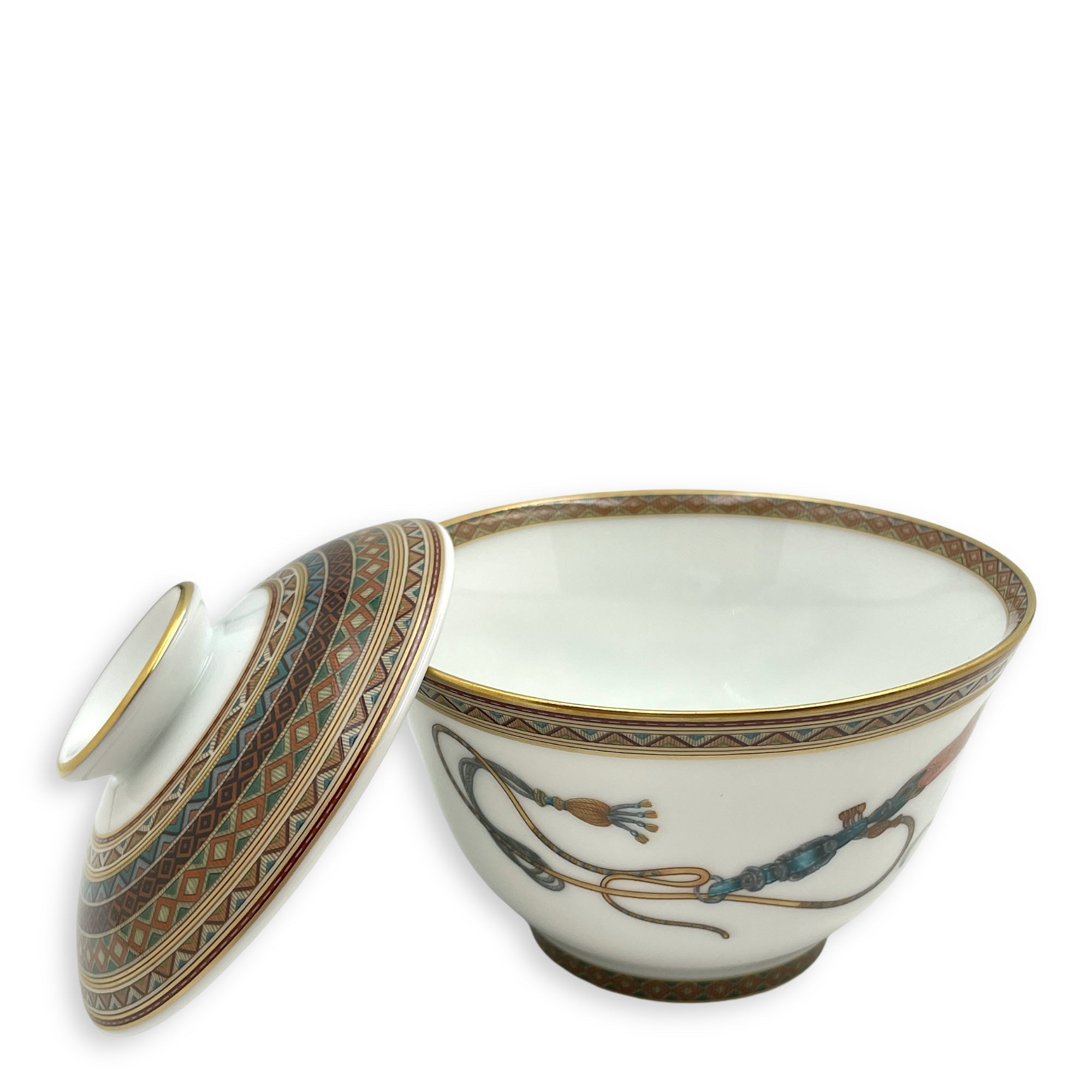Cheval d’Orient tea cup with lid and saucer Large Multi-colour Tableware Gold hardware CL2410-6494 6