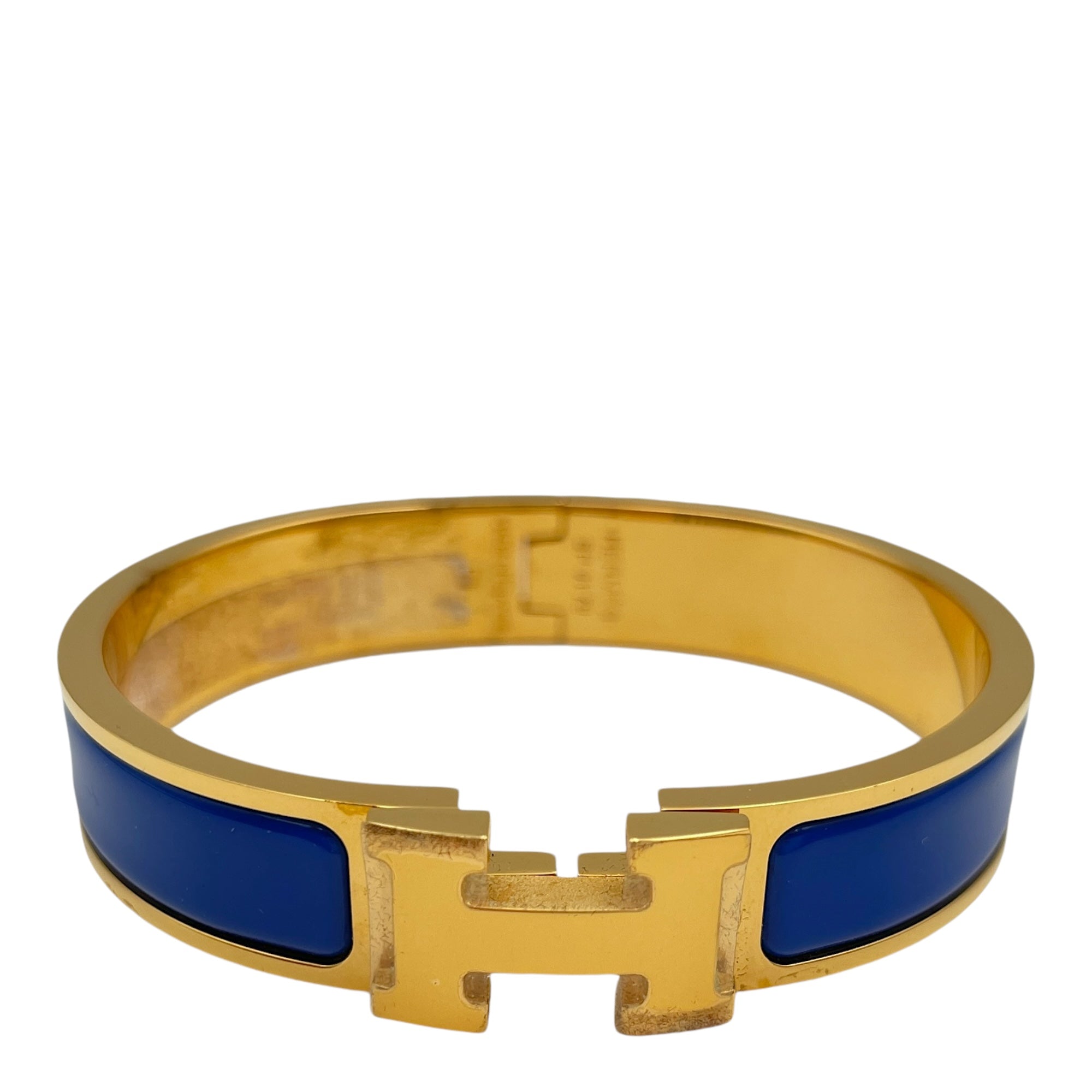 Hermès Clic H Blue Drapeau Bracelet, Gold hardware Singapore