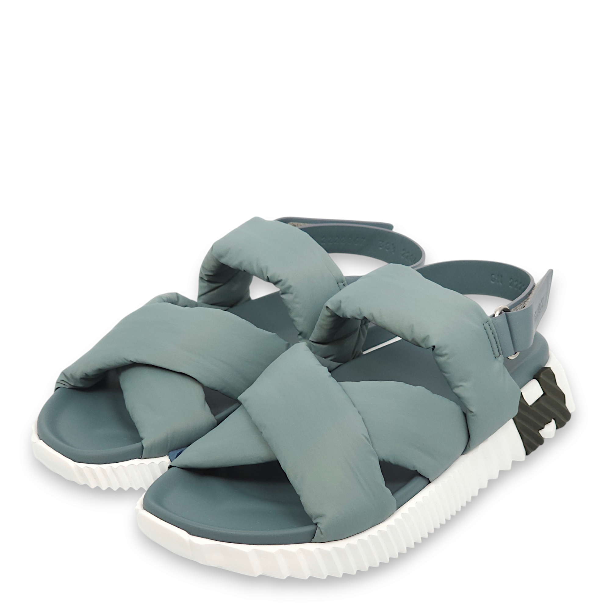 Hermès Electric 38.5 Blue Pinede Sandals in Goat Leather Hermès Electric 38.5 Blue Pinede Sandals in Goat Leather