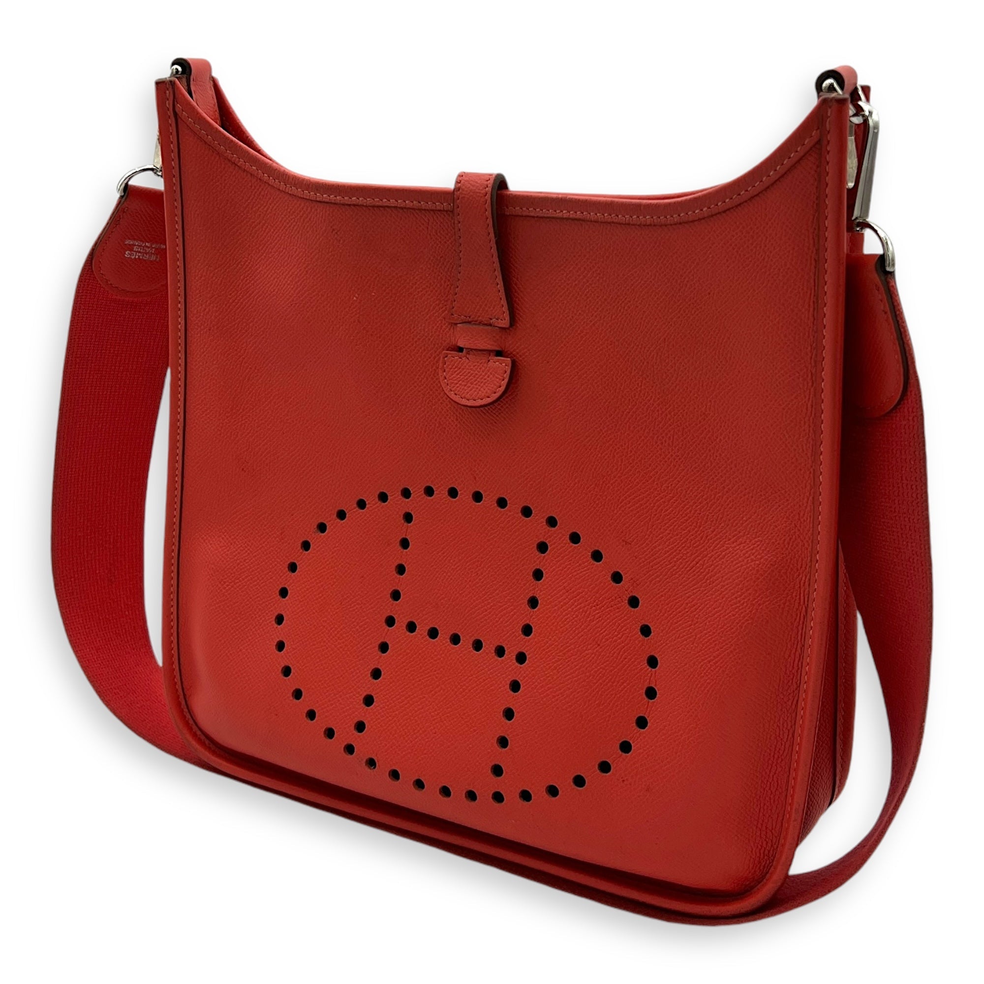 Evelyne PM Rouge Pivoine in Epsom, Palladium hardware