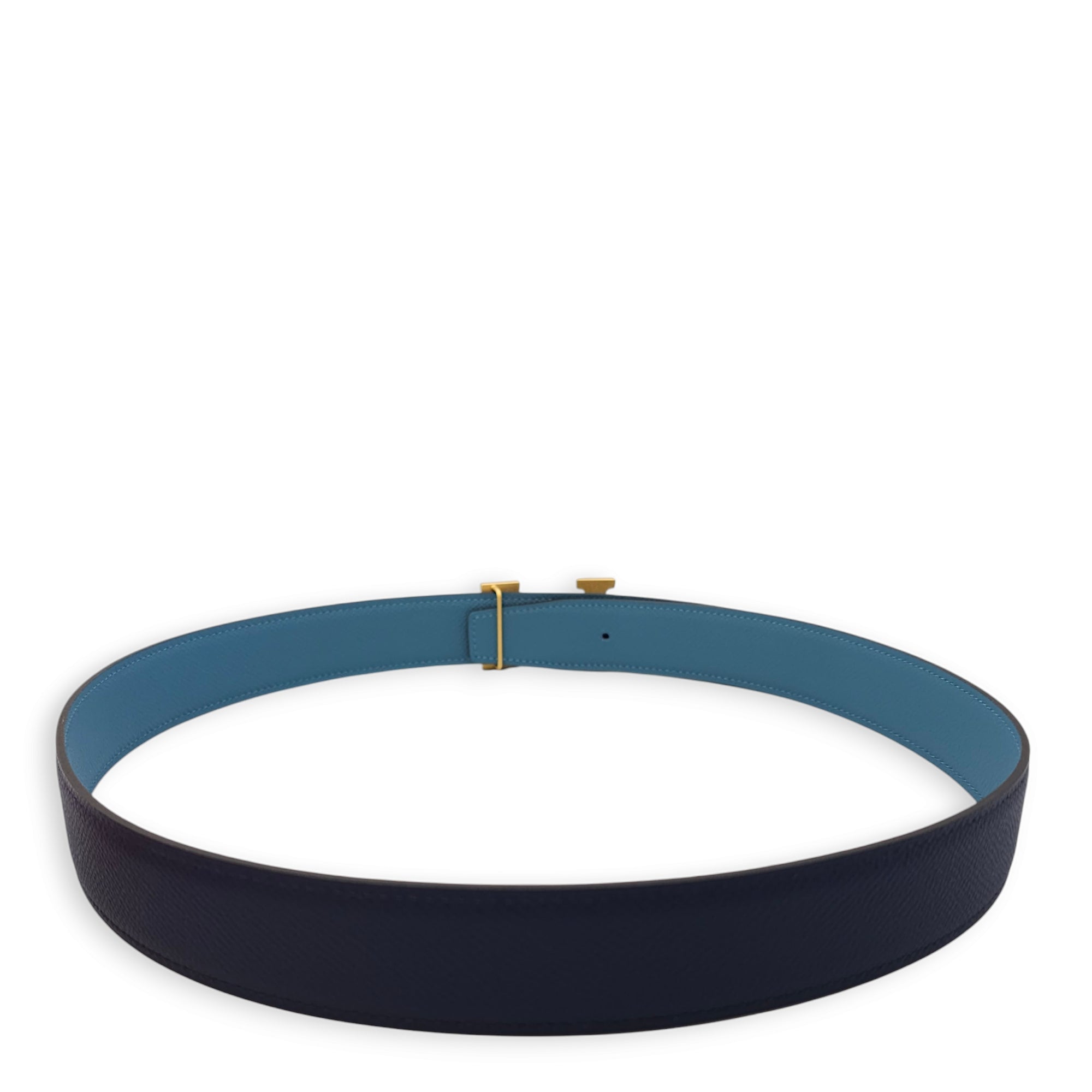 H Belt Kit 32mm by 80cm Blue Navy/New Blue Jean Belt in Epsom, Brushed Gold hardware
